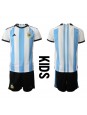 Argentinien Heimtrikotsatz für Kinder WM 2022 Kurzarm (+ Kurze Hosen)